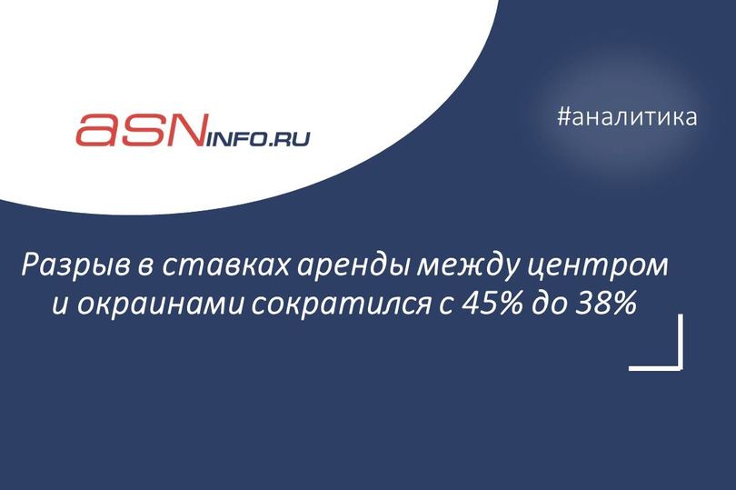 Разрыв в ставках аренды между центром и окраинами сократился с 45% до 38%