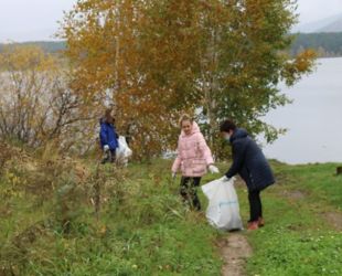 Школьники Курортного района очистили берег озера Разлив