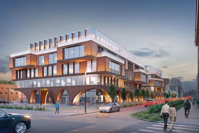 Кирпич и стекло на Аптекарском острове построят офисный комплекс с арочными фасадами и общественным пространством