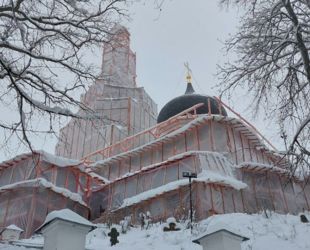 Продолжается реставрация Успенского собора Святогорского монастыря в Псковской области