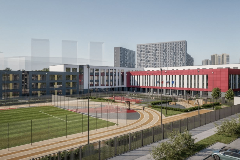 Рисунок речного русла украсит пятый фасад воспитательно-образовательного комплекса в подмосковном Красногорске