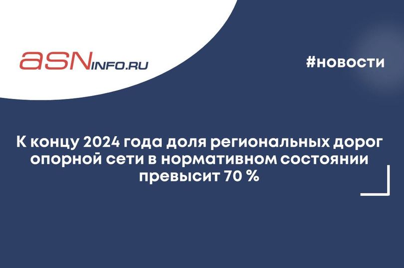 К концу 2024 года доля региональных дорог опорной сети в нормативном состоянии превысит 70%