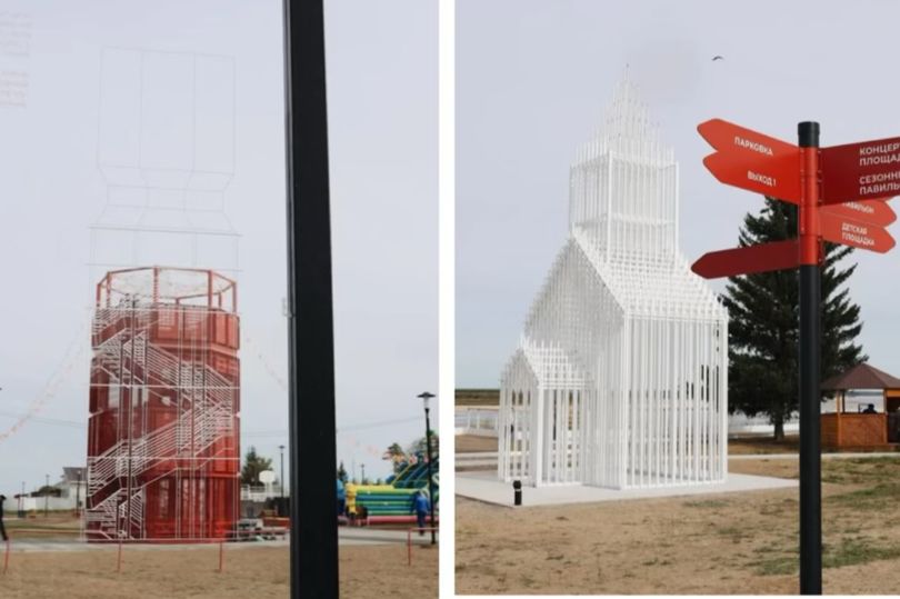 В якутском Вилюйске на набережной «Поющие пески» построили смотровую вышку и арт-объект «Церковь»