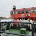 Ледокол «Невская застава» работает в районе строительства опор Большого Смоленского моста