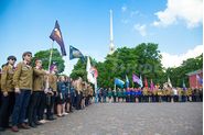 На линейке открытия II Межрегиональной Студенческой стройки в Нарышкином бастионе Петропавловской крепости